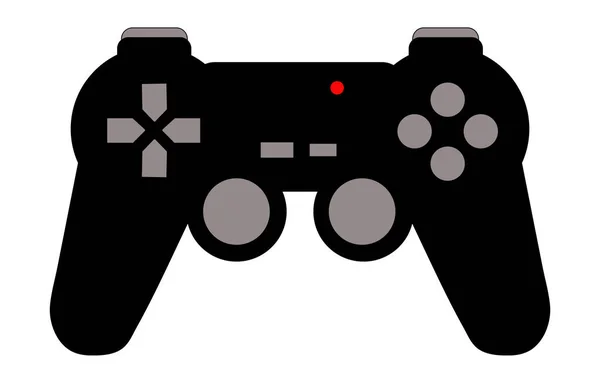 Controlador Videojuegos Negro Gris Aislado Gamepad Con Luz Roja Botones — Vector de stock