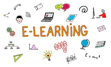 Beyaz arka planda e-öğrenme kavramı