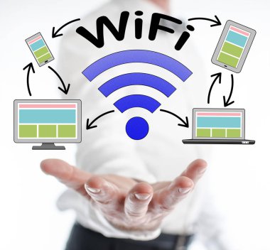 Bir el levitating Wifi kavramı