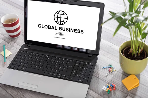 Wereldwijde businessconcept op een laptop — Stockfoto