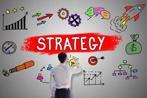 Geschäftsstrategien-Konzept eines Geschäftsmannes Stockbild