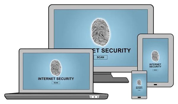 Internet biztonság fogalma a különböző eszközök — Stock Fotó