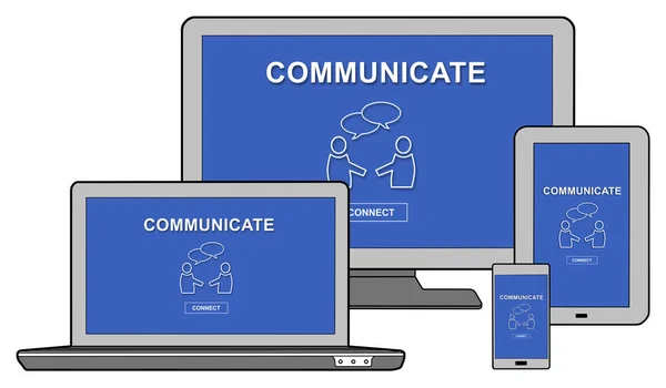 Komunikační koncept na různých zařízeních — Stock fotografie