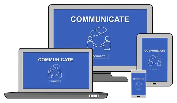Concept de communication sur différents appareils — Photo