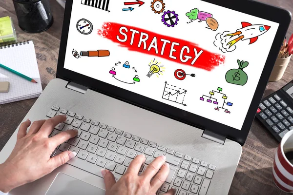 Zakelijke strategie concept op een laptop scherm — Stockfoto