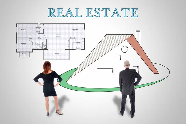 Real estate concept watched by business people