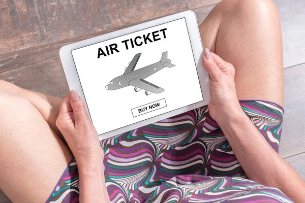 Air ticket booking concept on a tablet