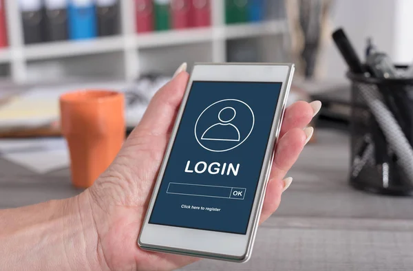 Login concept on a smartphone — Stock Photo, Image