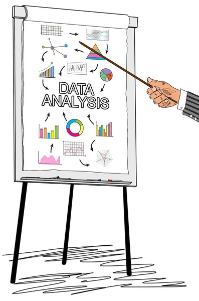 Datenanalysekonzept auf Flipchart gezeichnet — Stockfoto