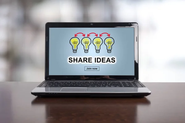 Share ideas concept on a laptop