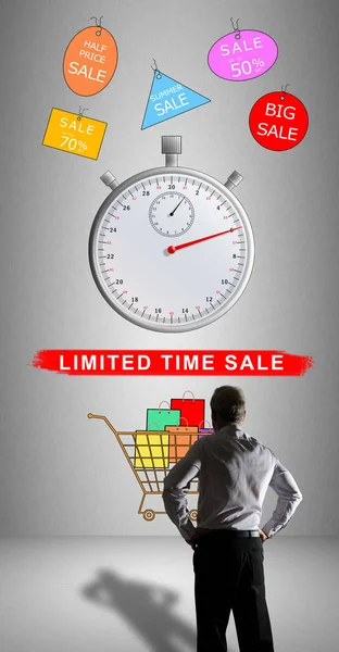 Limited time sale concept watched by a businessman