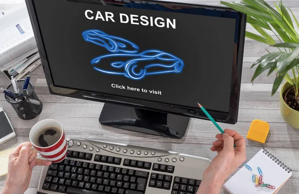 Car design concept on a computer — Stock Photo, Image