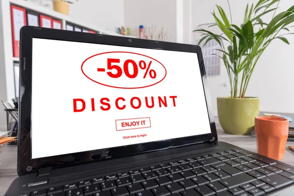 Discount concept on a laptop
