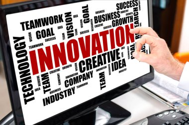 Yenilik kelime bulutu kavramı bilgisayar monitörü