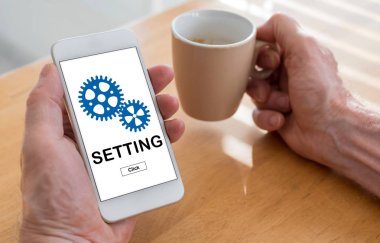 Ayar kavramı bir smartphone cep telefonu ile