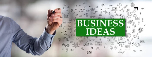 Ideias de negócio conceito desenhado por um homem — Fotografia de Stock