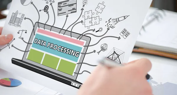 Data processing concept on a paper — Stock Photo, Image