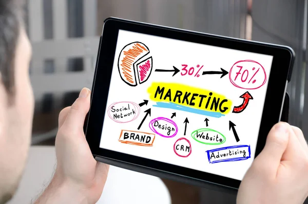 Concepto de marketing en una tableta — Foto de Stock