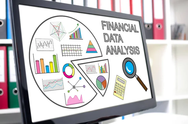 Financial data analysis concept on a computer screen — Stock Photo, Image