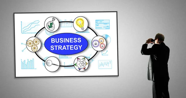 Pojęcie strategii biznesowych na tablicy — Zdjęcie stockowe