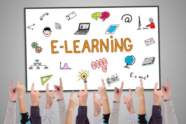 E-öğrenme kavramı bir beyaz tahta üzerinde