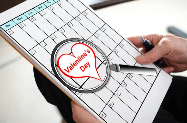 De dag van Valentijnskaarten op planner — Stockfoto