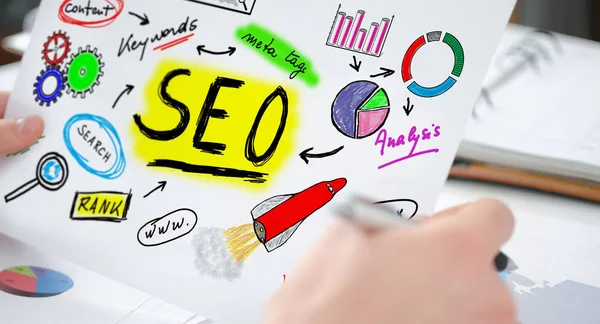 Concepto Seo en un papel — Foto de Stock