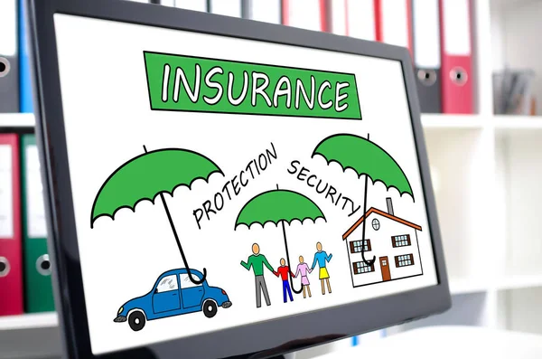 Insurance concept on a computer screen — Stock Photo, Image