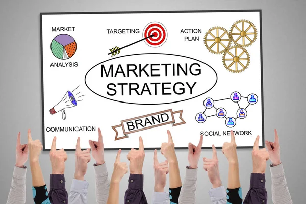 Pojęcie strategii marketingu na tablicy — Zdjęcie stockowe