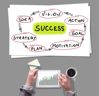 Başarı kavramı bir masa üzerine yerleştirilen