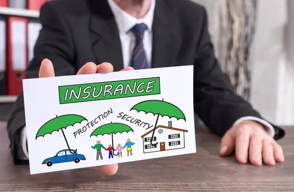 Conceito de seguro em um cartão de índice — Fotografia de Stock