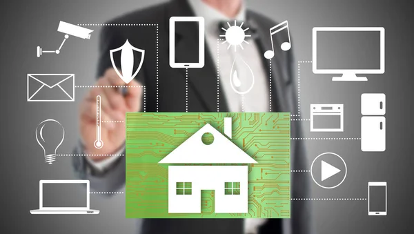 Home automation concept drawn by a businessman — Stock Photo, Image