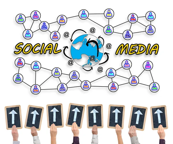 Social media concept on a whiteboard — Stock Photo, Image