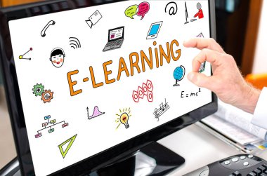 E-öğrenme kavramı bilgisayar monitörü