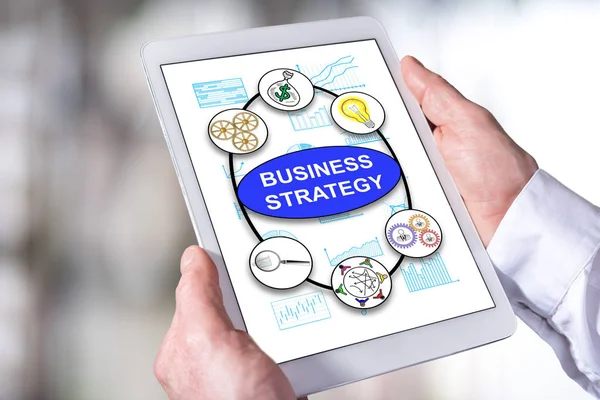 Концепція бізнес-стратегії на планшеті — стокове фото
