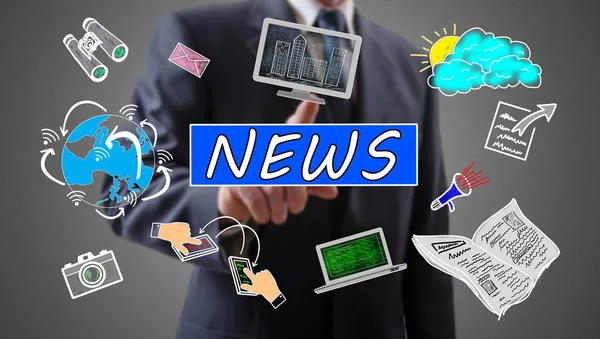 News concept shown by a businessman — Stock Photo, Image