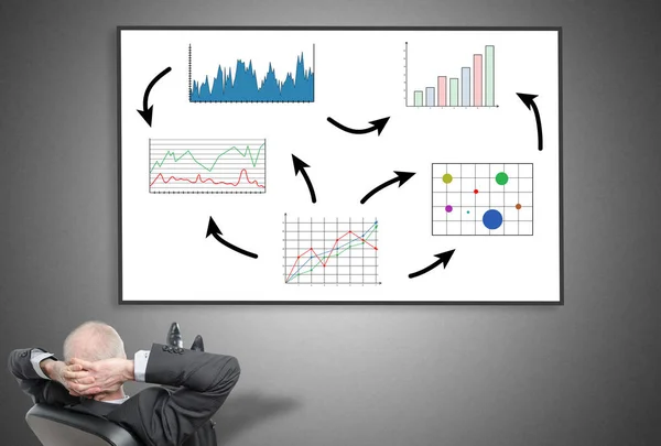 Homme d'affaires regardant concept d'analyse d'entreprise — Photo