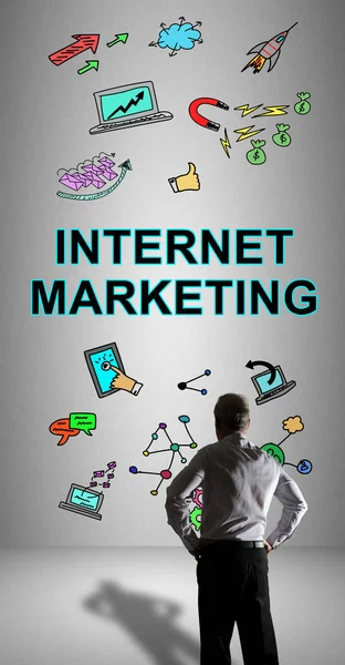 Concepto de marketing online visto por un hombre de negocios — Foto de Stock