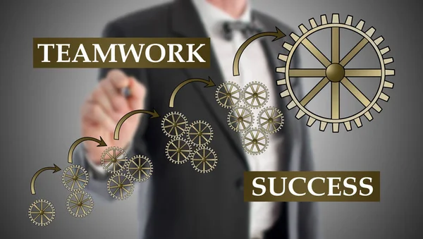 Teamwork success concept drawn by a businessman — Stock Photo, Image