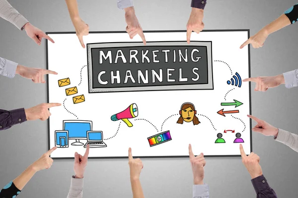 Marketing channels concept on a whiteboard
