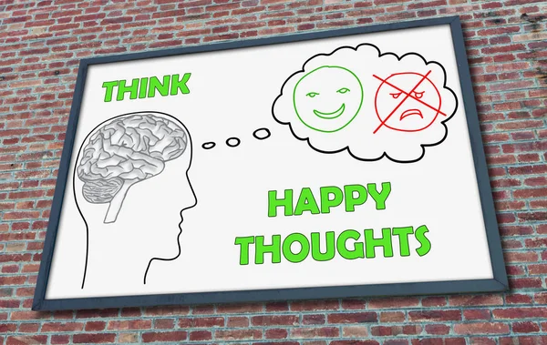 Happy thoughts concept on a billboard — Stock Photo, Image