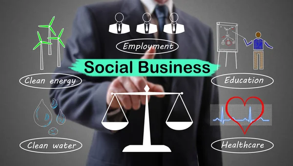 Koncept sociální podnikání prokazuje podnikatel — Stock fotografie