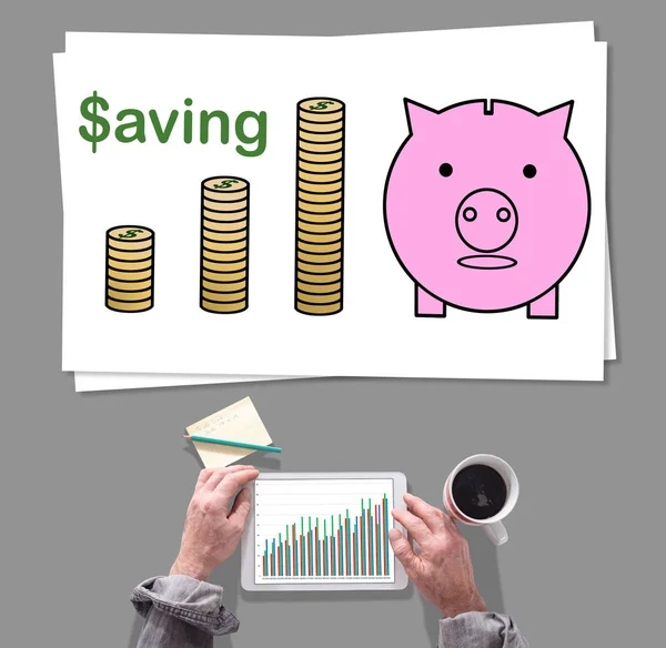 Saving concept placed on a desk — Stock Photo, Image