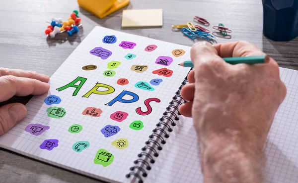 Apps concept on a notepad — Stock Photo, Image