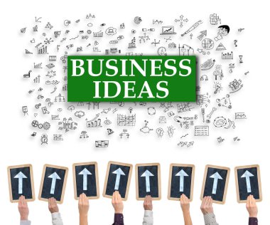 İş fikirleri kavramı bir beyaz tahta üzerinde