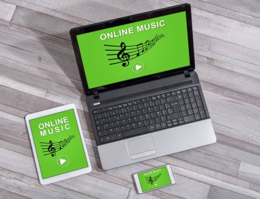 Online müzik kavramı farklı cihazlarda