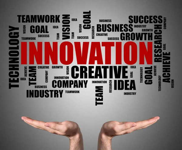 Açık eller tarafından sürekli yenilik kelime bulutu kavramı