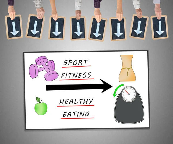 Weightloss concept on a whiteboard — Stock Photo, Image