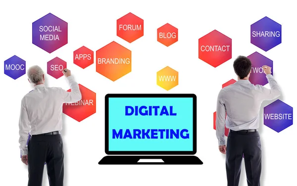 Concepto de marketing digital elaborado por empresarios — Foto de Stock