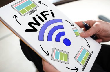 Bir kağıt üzerinde WiFi kavramı